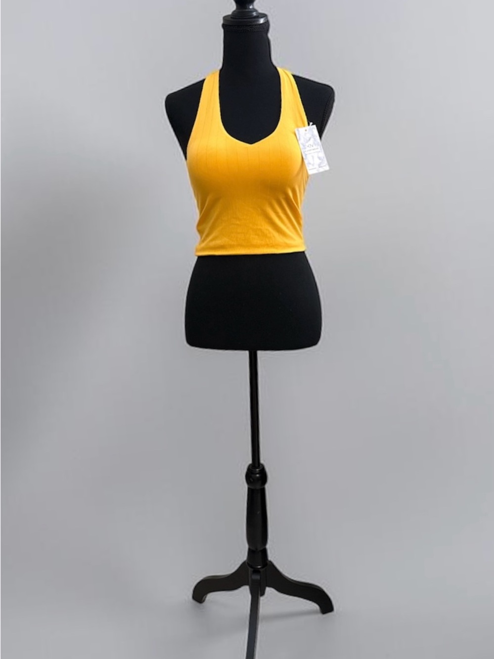 Klassy Network Golden Yellow Ribbed Racerback Crop